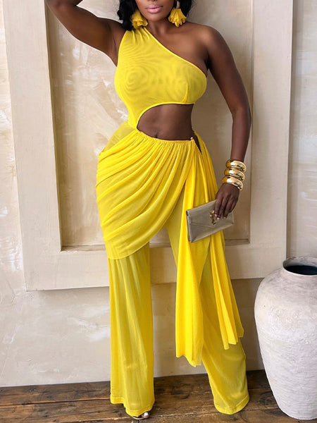 One-Shoulder Draped Jumpsuit