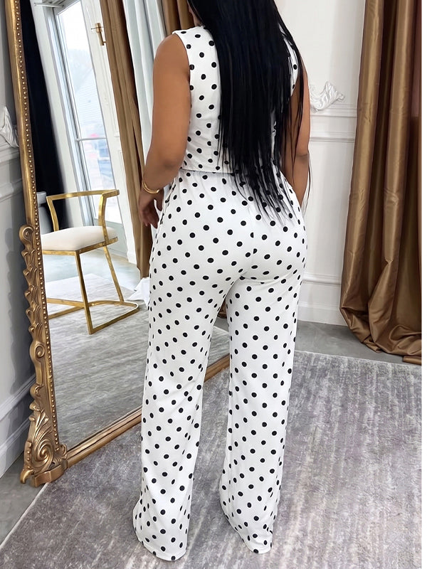 Dot Tank Top & Tied Pants Set