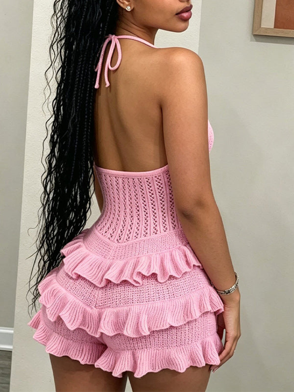 Crochet Ruffle Halter Romper