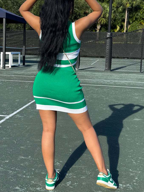 Contrast Tank Top & Skirt Set