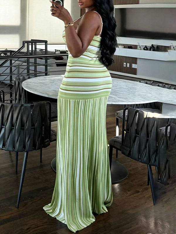 Stripe Combo Cami Maxi Dress