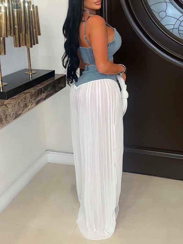 Pleated Combo Pants