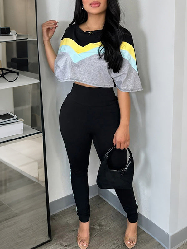 Colorblock Tee & Pants Set
