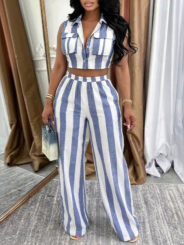Stripe Cargo Vest & Pants Set