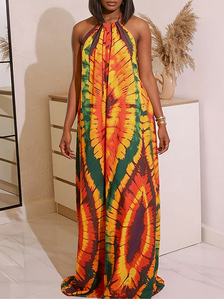Printed Halter Maxi Dress