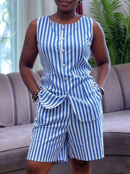 Stripe Vest & Shorts Set