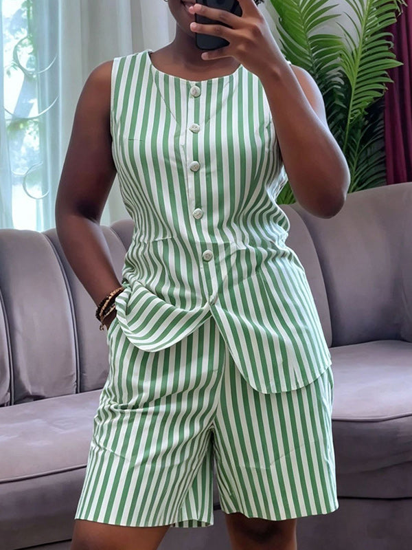 Stripe Vest & Shorts Set