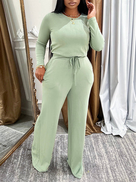 Solid Tied-Waist Jumpsuit