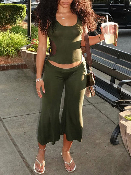 Sheer Combo Tank Top & Capri Pants Set