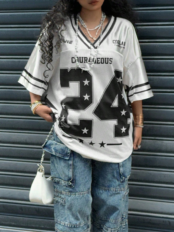 Printed V-Neck Tee