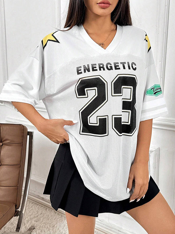 Printed V-Neck Tee
