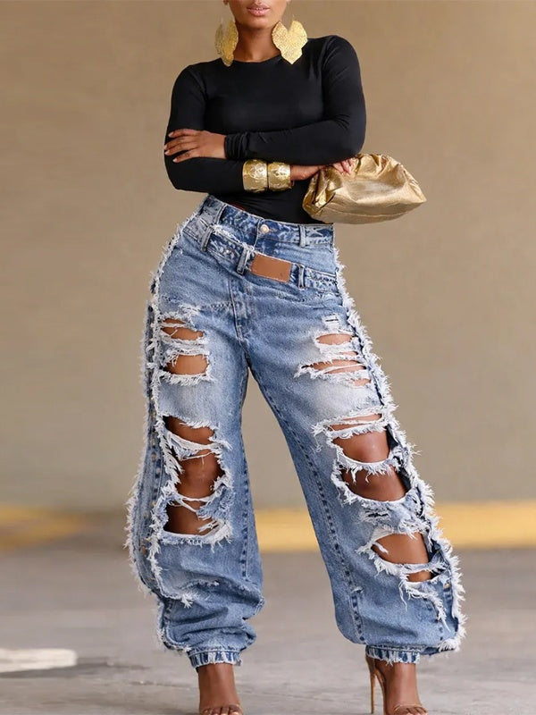 Distressed Jogger Jeans