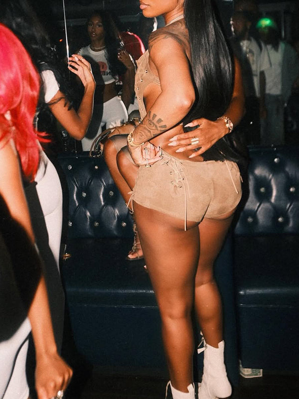Lace-Up Halter Romper