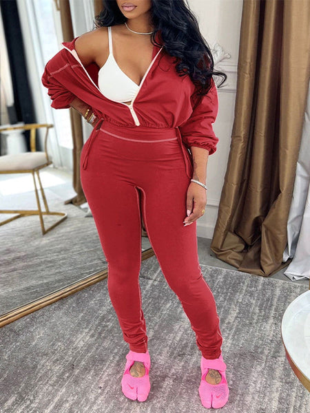 Topstitching Jacket & Skinny Pants Set