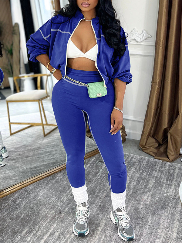Topstitching Jacket & Skinny Pants Set