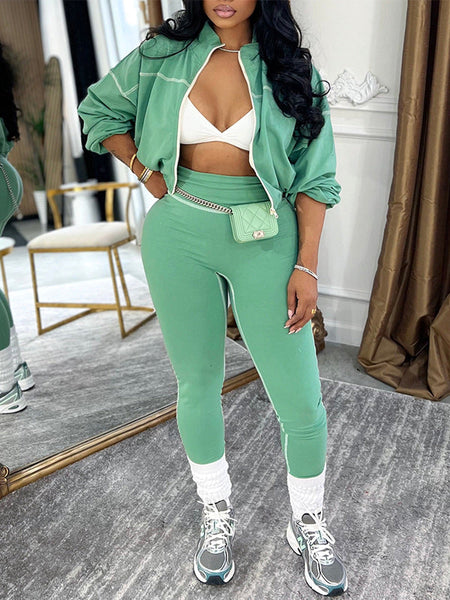 Topstitching Jacket & Skinny Pants Set