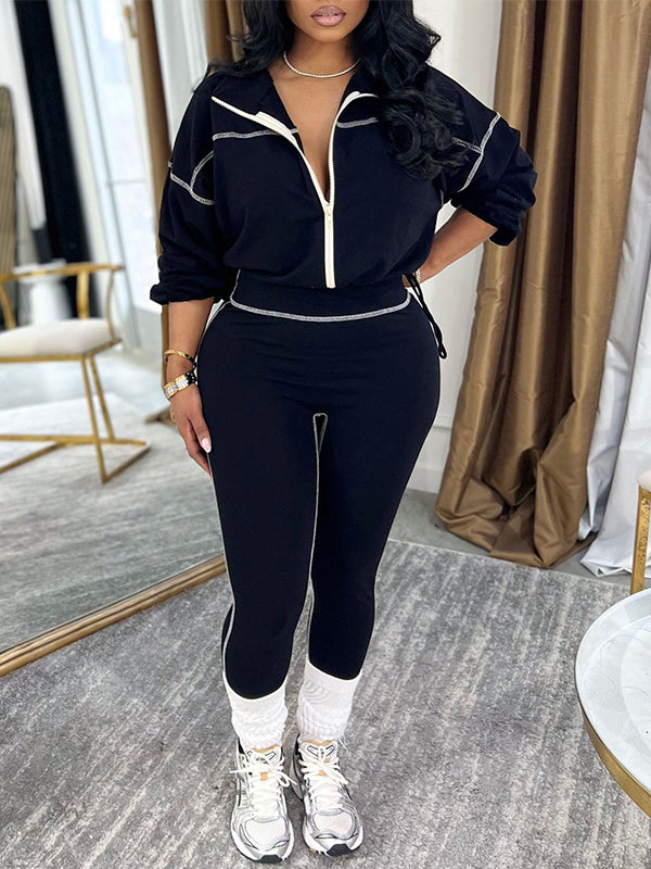 Topstitching Jacket & Skinny Pants Set