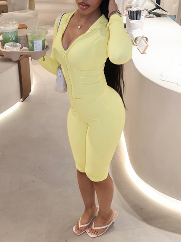 Zip-Front Hoodie & Capri Pants Set