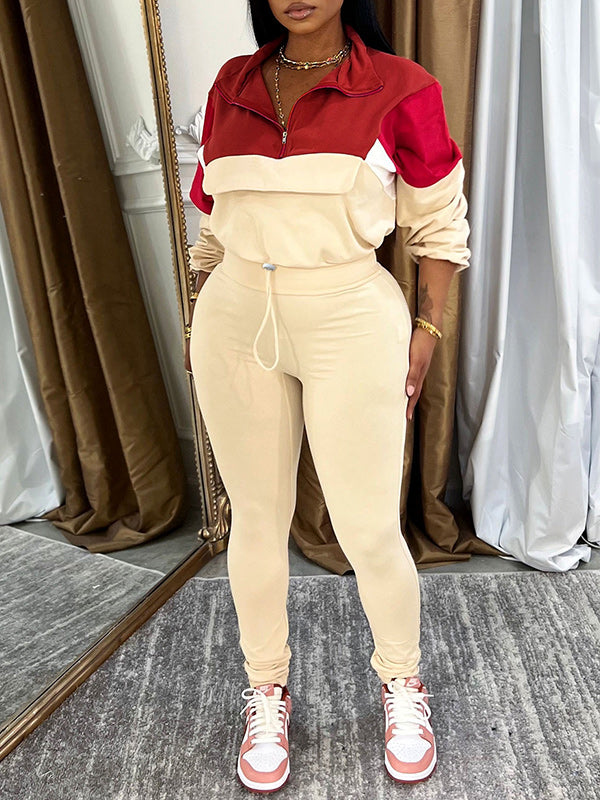 Colorblock Zip Top & Pants Set