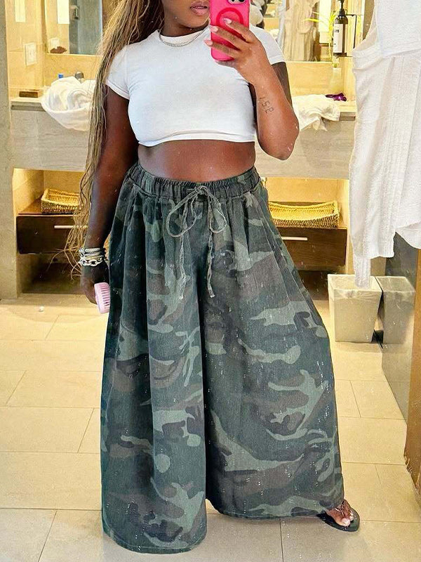 Camo Wide-Leg Pants