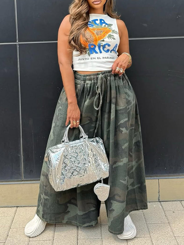 Camo Wide-Leg Pants