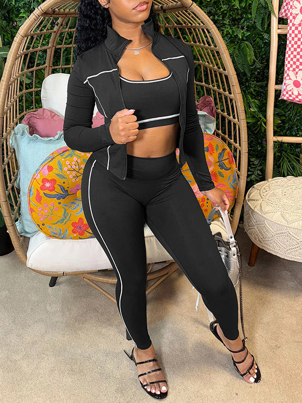 Stripe Jacket 3PC Pants Set
