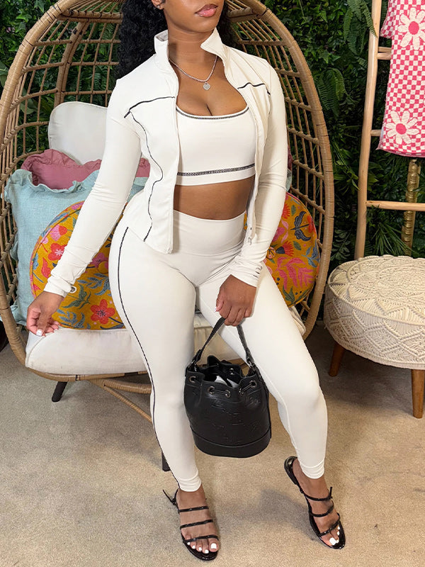Stripe Jacket 3PC Pants Set