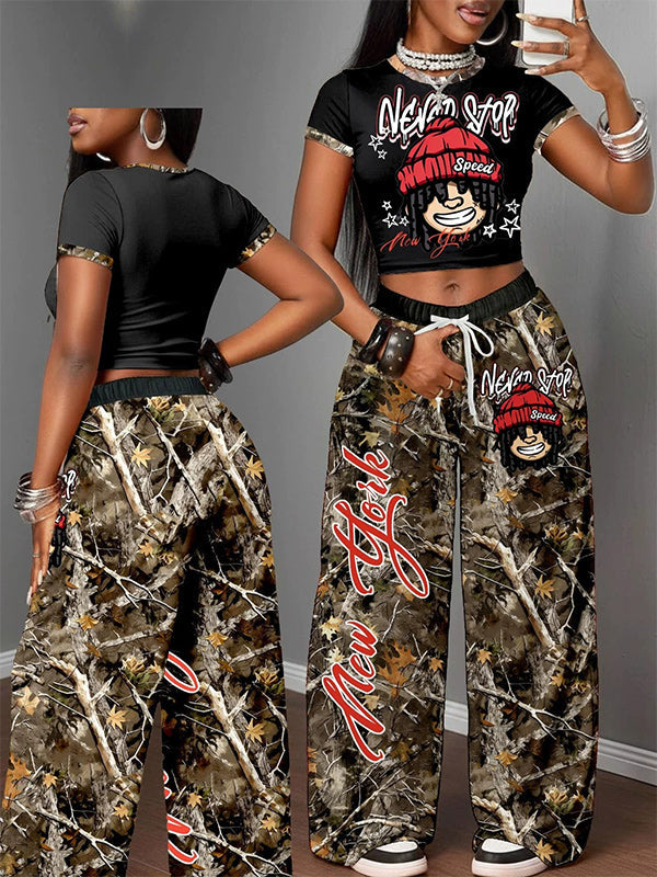Printed Tee & Pants Set