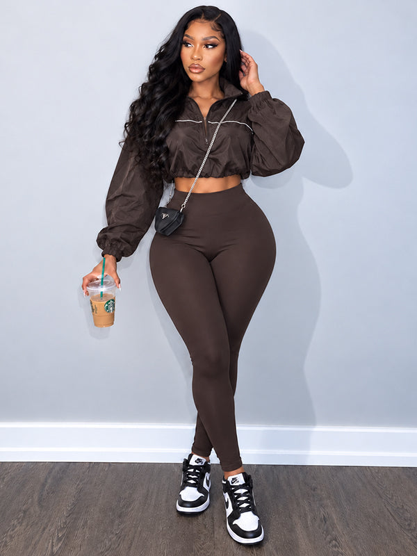 Stripe Zip Top & Skinny Pants Set