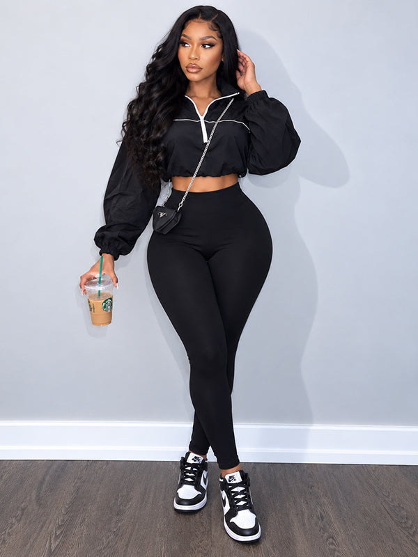 Stripe Zip Top & Skinny Pants Set