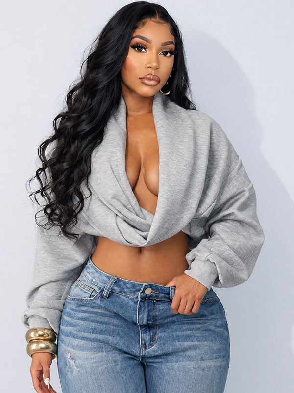Solid Cowl-Neck Sweatshirt