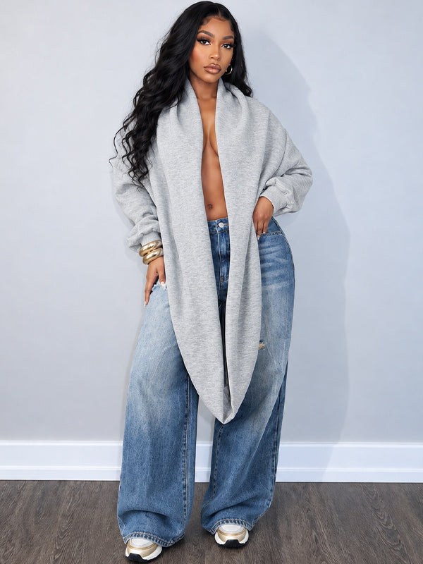 Solid Cowl-Neck Sweatshirt