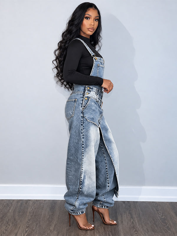 Asymmetric Denim Overalls