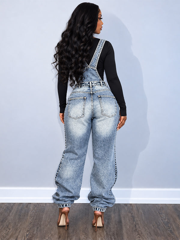 Asymmetric Denim Overalls