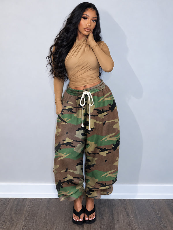Camo Wide-Leg Sweatpants