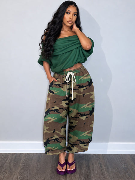 Camo Wide-Leg Sweatpants