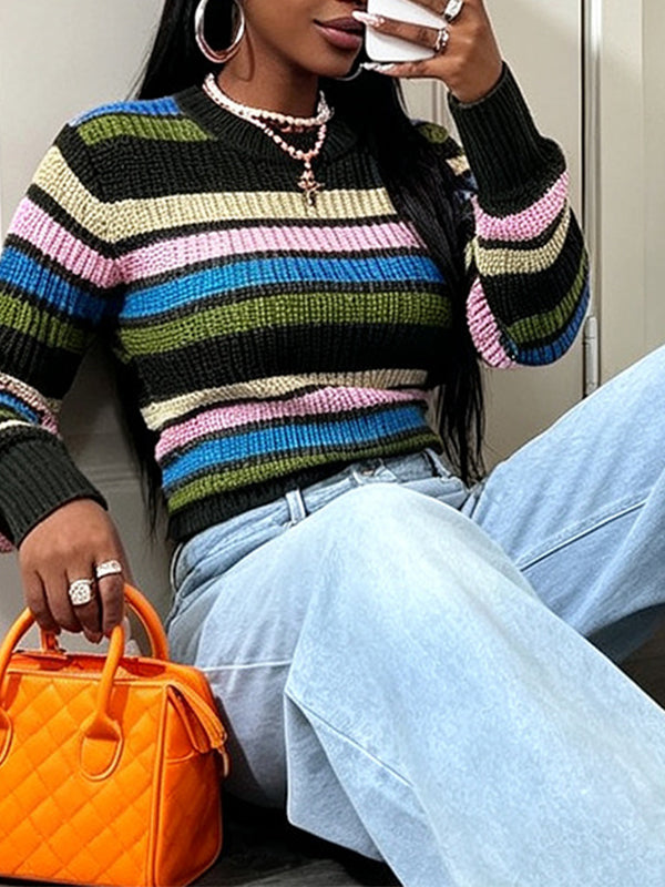 Stripe Round-Neck Sweater