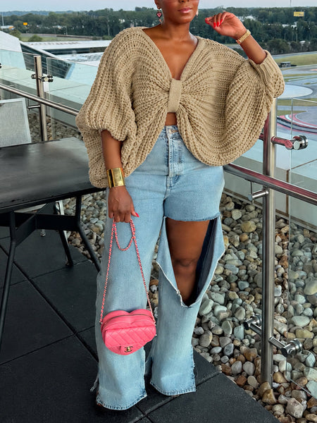 Chunky-Knit Bow-Front Sweater