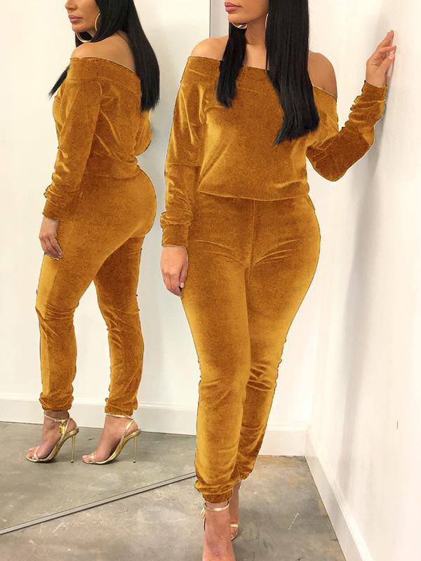 Off Shoulder Velvet Co-ord--Clearance