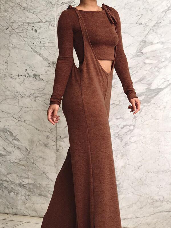 Cropped Sweatshirt & Overall Set--Clearance