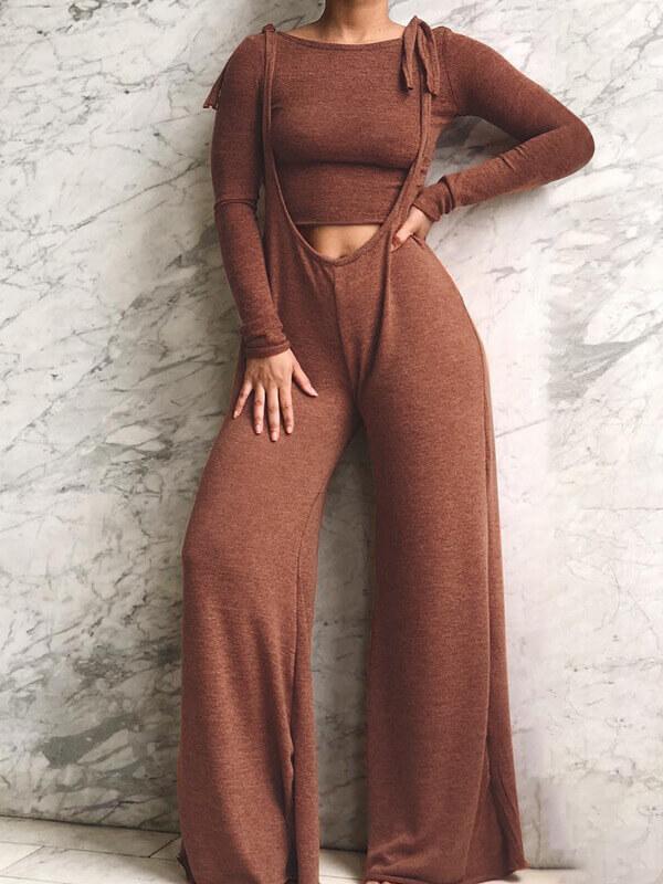 Cropped Sweatshirt & Overall Set--Clearance