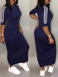 indiebeautie Stripe-Sleeve Maxi Dress