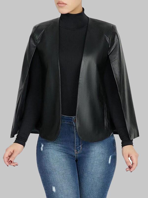 Indiebeautie Faux Leather Cape Blazer