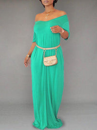 Indiebeautie Solid V-Neck Maxi Dress