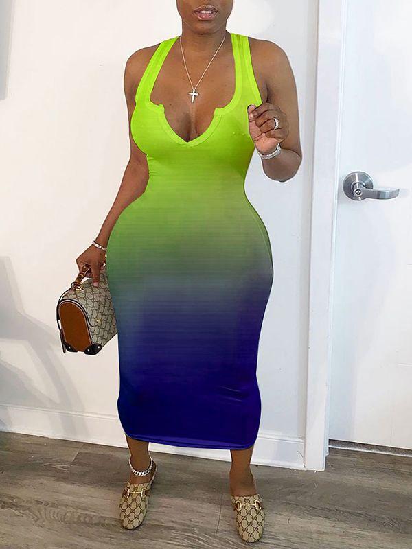Indiebeautie V-Neck Gradient Dress