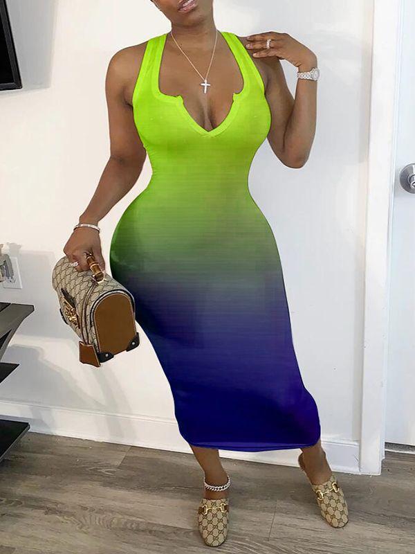 Indiebeautie V-Neck Gradient Dress