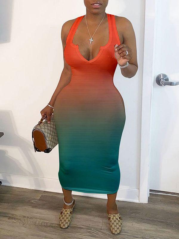 Indiebeautie V-Neck Gradient Dress