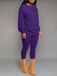 Solid Sweatshirt & Leggings Set--Clearance