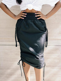 Indiebeautie High-Waist Drawstring Skirt