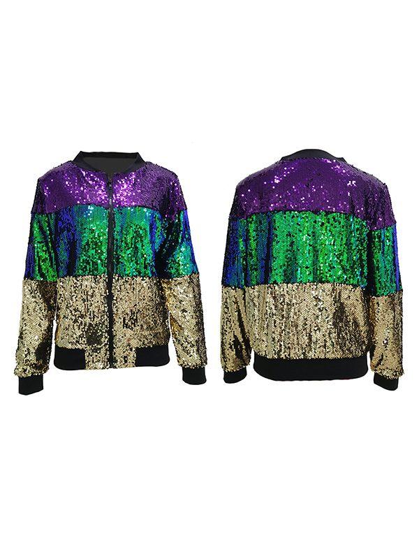 Sequin Colorblock Jacket--Clearance